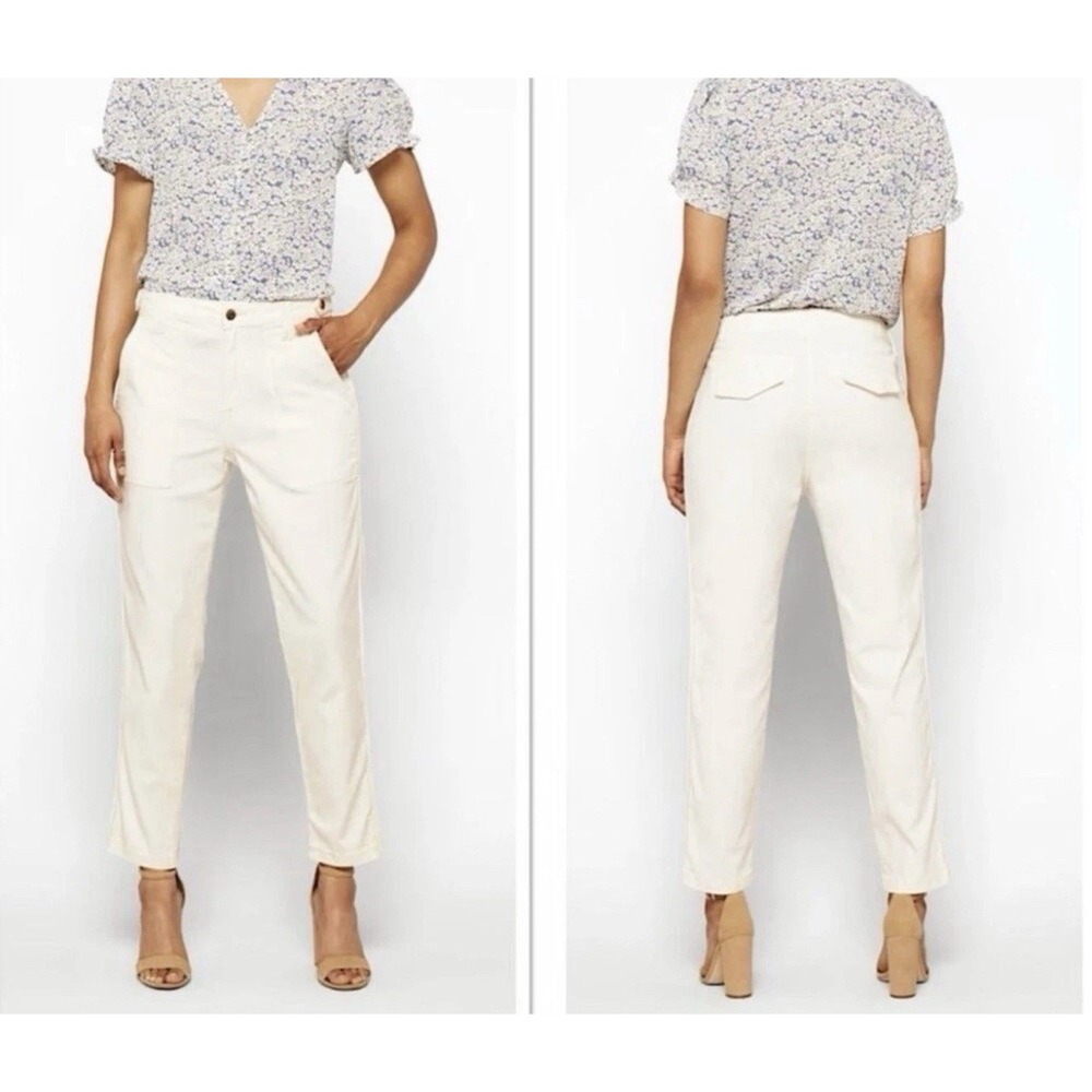 Pistola Womens Utility Crop Pants High Rise Ivory Size 32 EUC‎